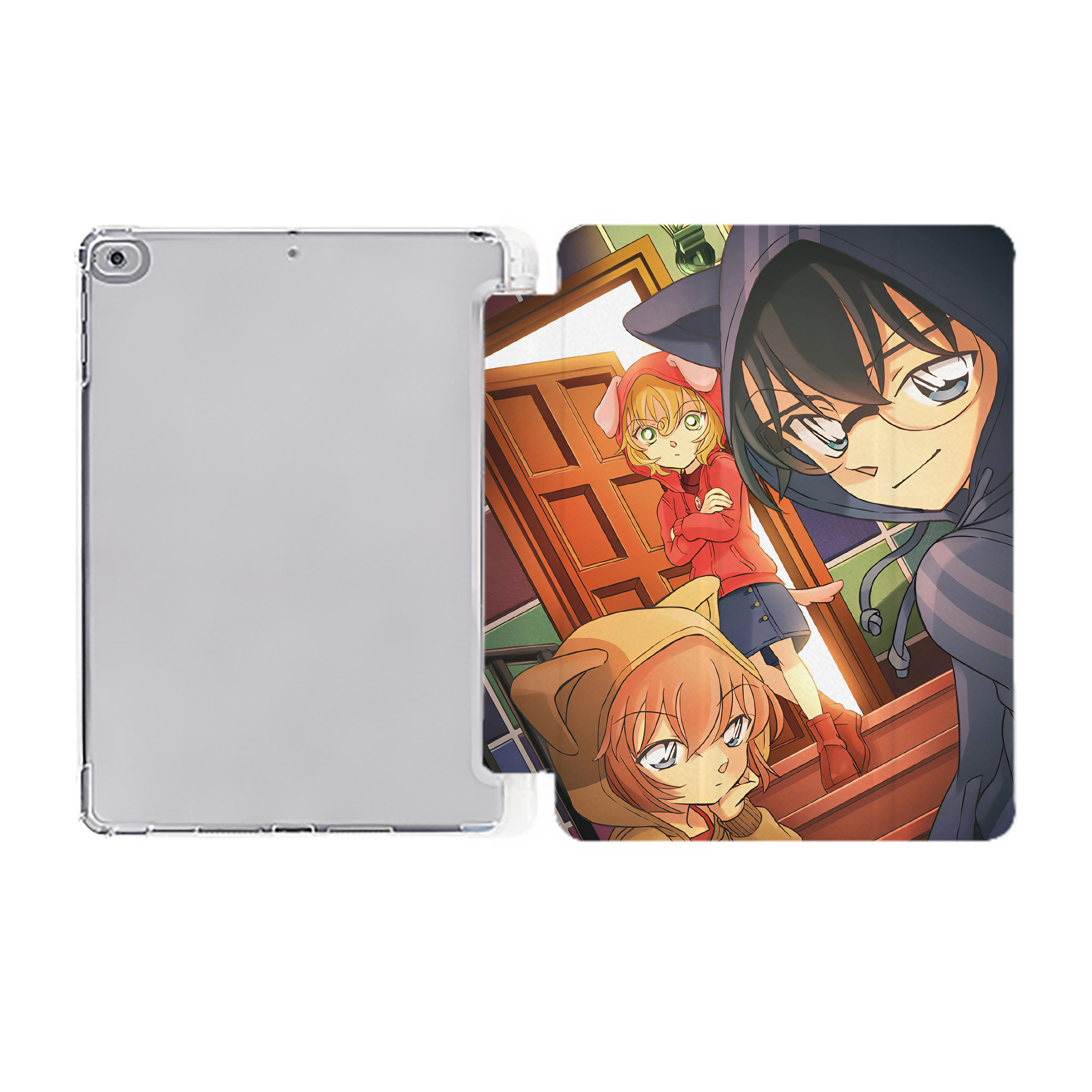 （画像用） 名探偵コナン Detective Conan IPad ケース ペン収納付き 三つ折りスタンド PUレザー×シリコン 対応機種9.5/10.5/10.9インチ